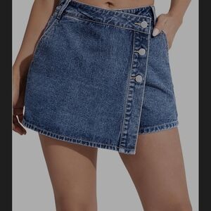 Denim Mini Skirt with Button Accents